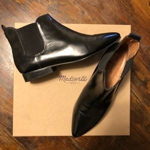 Madewell Black Leather Chelsea Moto Ankle Boot